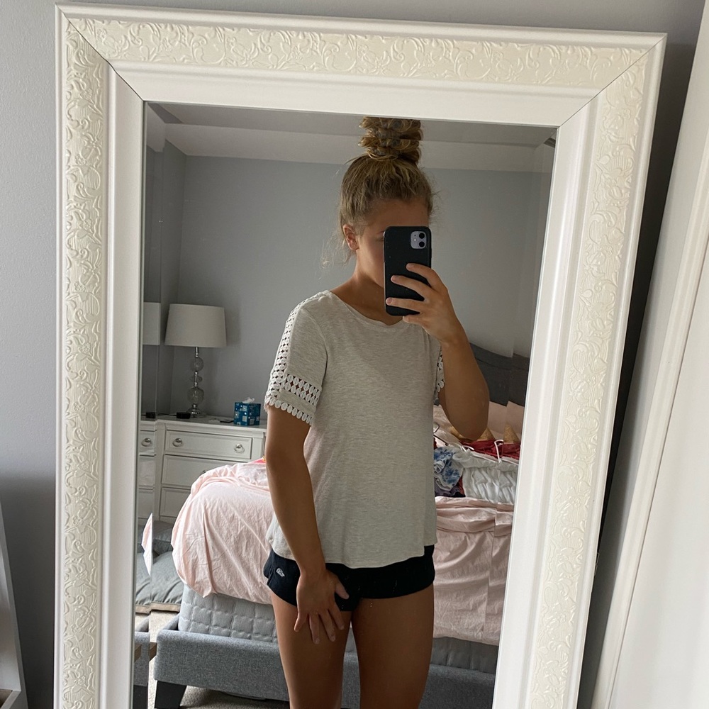 Tan cutout sleeve top